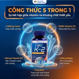 Viên uống bổ sung canxi, hỗ trợ giảm nguy cơ loãng xương Calci K-2 Pharma World (60 viên) 3
