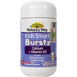 Viên uống bổ sung canxi và vitamin D3 giúp xương và răng chắc khỏe Nature's Way Kids Smart Bursts Calcium + Vitamin D3 (Hộp 50 viên)