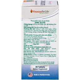 Viên uống hỗ trợ cải thiện sức đề kháng cho cơ thể ZINCELITE Vitamins For Life (Hộp 30 viên) 3