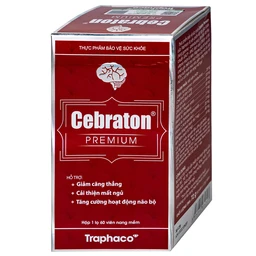 Viên uống hỗ trợ giảm căng thẳng, cải thiện mất ngủ, tăng cường hoạt động não bộ Cebraton Premium Traphaco (Hộp 60 viên)