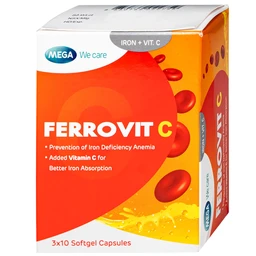 Viên uống hỗ trợ giảm nguy cơ thiếu máu do thiếu sắt Ferrovit C Mega (3 vỉ x 10 viên) 2