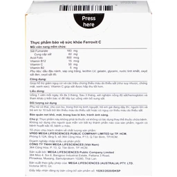 Viên uống hỗ trợ giảm nguy cơ thiếu máu do thiếu sắt Ferrovit C Mega (3 vỉ x 10 viên) 3
