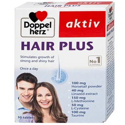 Viên uống hỗ trợ giảm rụng tóc, giúp tóc chắc khoẻ Doppelherz Aktiv Hair Plus (2 vỉ x 15 viên)