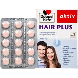 Viên uống hỗ trợ giảm rụng tóc, giúp tóc chắc khoẻ Doppelherz Aktiv Hair Plus (2 vỉ x 15 viên)