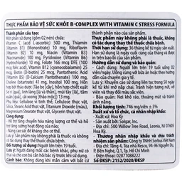 Viên uống hỗ trợ tăng cường hoạt động của não B-Complex with Vitamin C Stress Formula Solgar (100 viên) 4