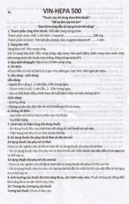 Thuốc Vin-Hepa 500 Vinphaco điều trị các bệnh lý ở gan (6 vỉ x 10 viên)