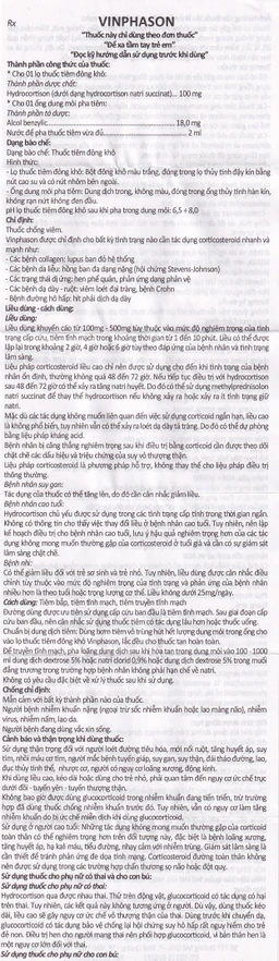 Thuốc tiêm Vinphason 100mg Vinphaco điều trị lupus ban đỏ hệ thống, hồng ban đa dạng nặng (1 lọ + 1 ống)