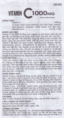Viên sủi Vitamin C 1000mg OPC điều trị bệnh Scorbut và các chứng chảy máu do thiếu Vitamin C (10 viên)