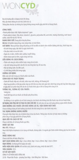 Dung dịch vệ sinh phụ nữ Woncyd phòng và điều trị viêm nhiễm đường sinh dục (200ml)