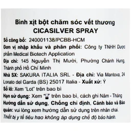 Xịt phủ vết thương, vết bỏng Cicasilver Spray 125ml giúp bảo vệ làm lành vết thương 10