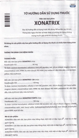 Thuốc Xonatrix 60mg DaviPharm điều trị triệu chứng viêm mũi dị ứng theo mùa (3 vỉ x 10 viên)
