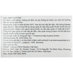 Dung dịch truyền tĩnh mạch Aclasta 5mg Sandoz điều trị loãng xương ở phụ nữ sau mãn kinh