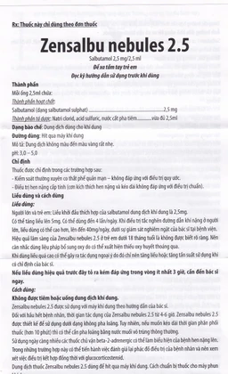 Thuốc Zensalbu 2.5mg CPC1HN kiểm soát co thắt phế quản mạn, điều trị hen nặng cấp tính (2 vỉ x 5 ống)