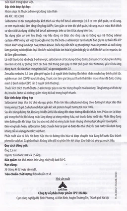 Thuốc Zensalbu 2.5mg CPC1HN kiểm soát co thắt phế quản mạn, điều trị hen nặng cấp tính (2 vỉ x 5 ống)