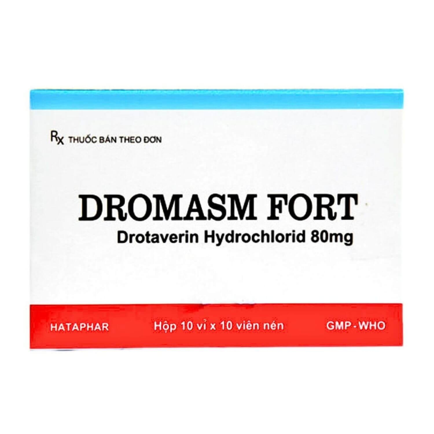 Hình ảnh Thuốc Dromasm Fort 80mg Hataphar chống co thắt cơ trơn (10 vỉ x 10 viên)