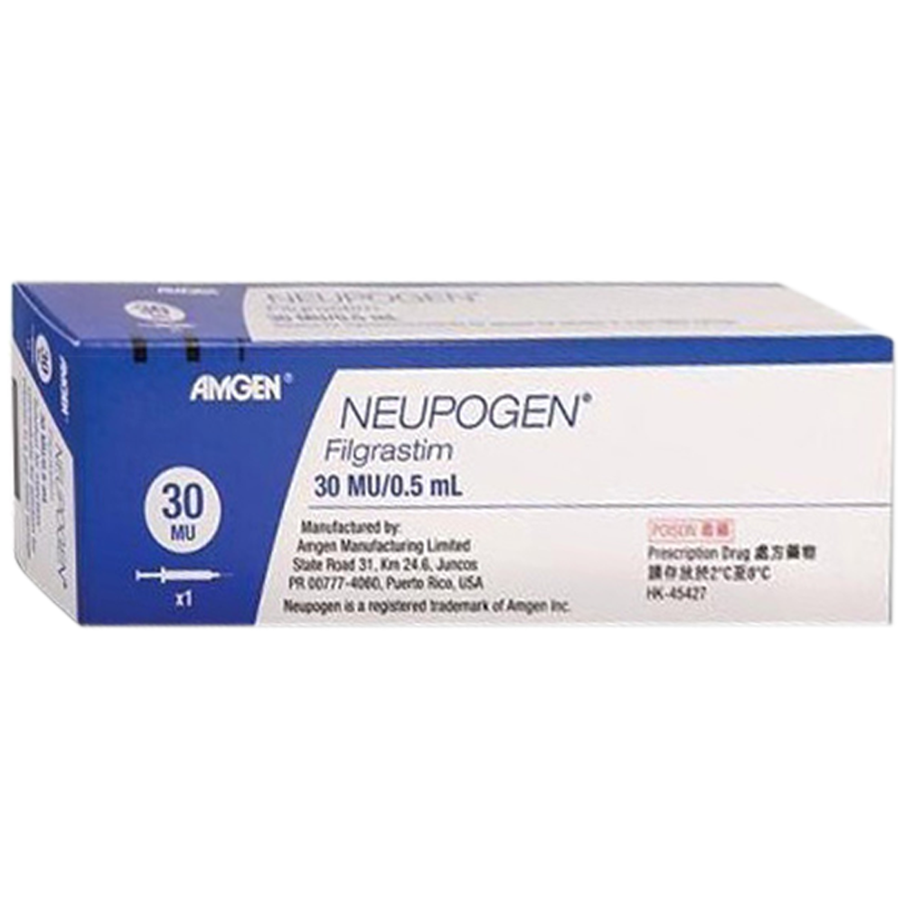 Hình ảnh Thuốc Neupogen 30MU/0.5ml Amgen điều trị sốt do giảm bạch cầu đa nhân trung tính trên bệnh nhân hóa trị