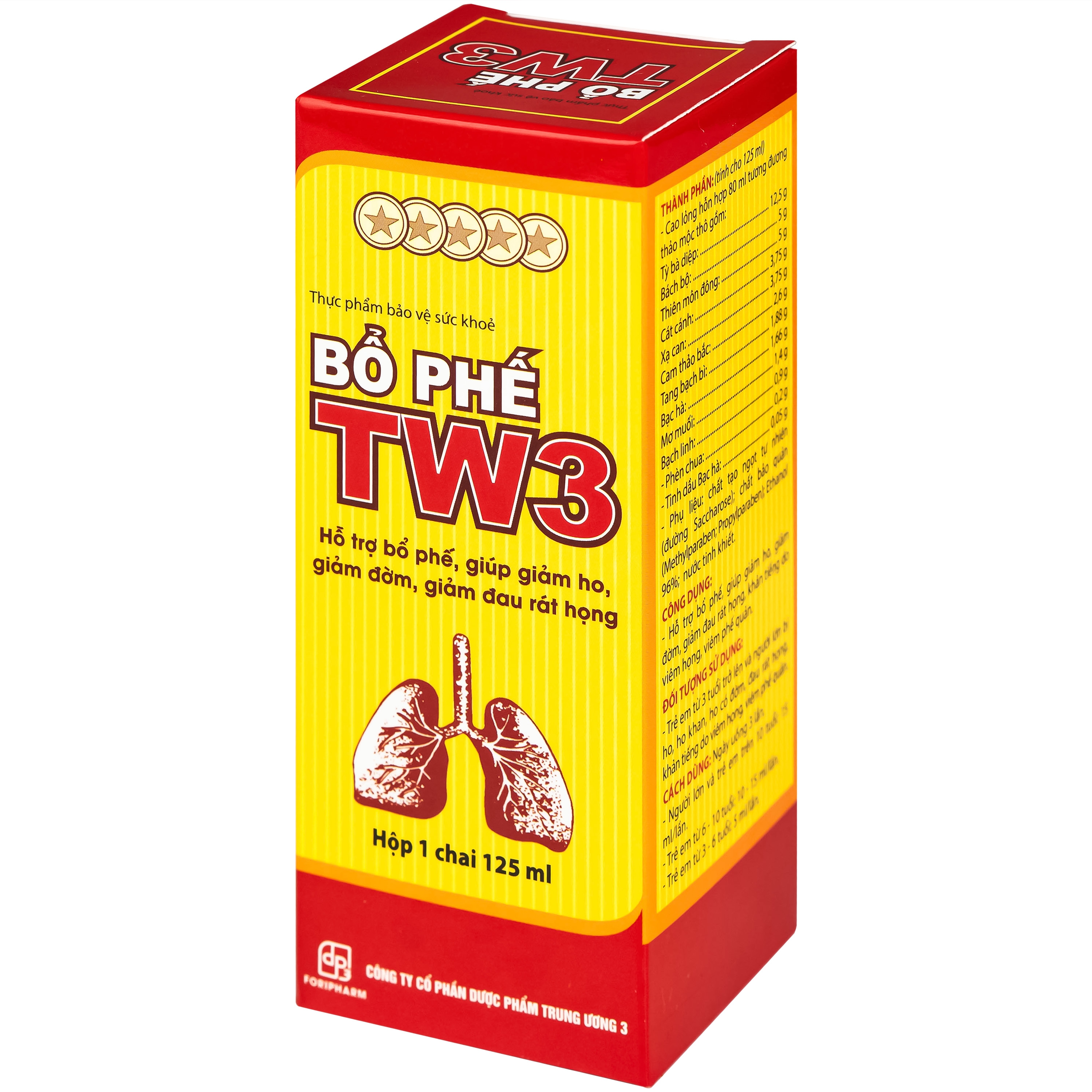Hình ảnh Siro Bổ Phế giảm ho rát họng TW3 (125ml)
