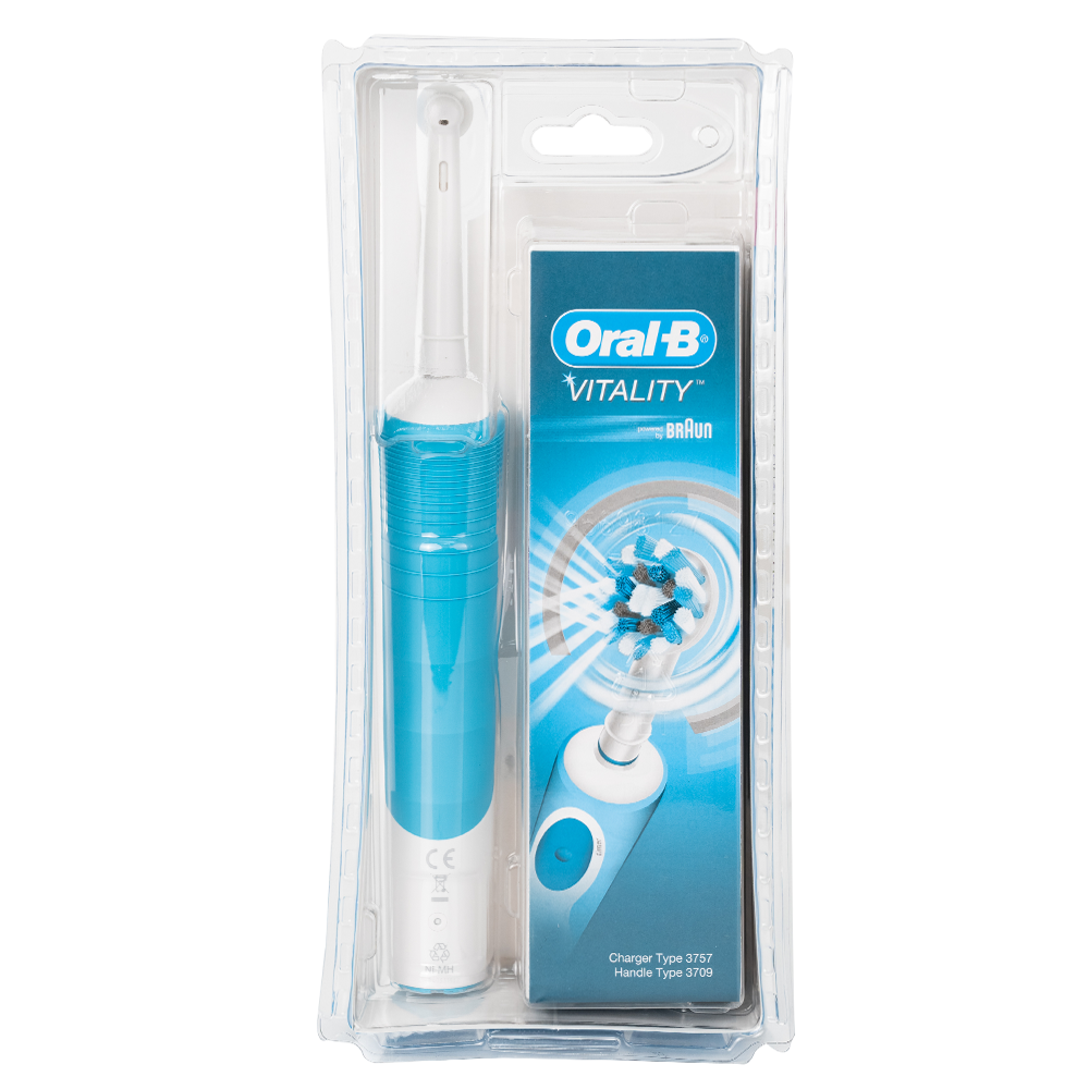Hình ảnh Bàn chải điện Oral-B Vitality Ultrathin D12.513 giúp làm sạch mảng bám trên răng, loại bỏ các vết ố răng