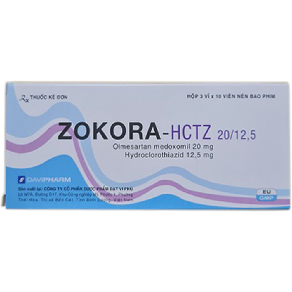 Hình ảnh Thuốc Zokora-Hctz 20/12.5 Davipharm điều trị tăng huyết áp (3 vỉ x 10 viên)