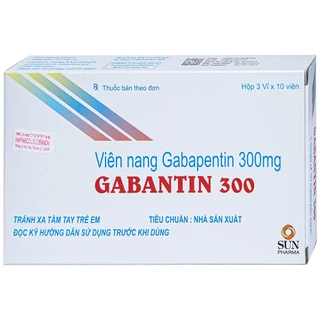 Thuốc Gabantin 300 Sun Pharma điều trị đau thần kinh sau khi nhiễm herpes (3 vỉ x 10 viên)