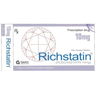 Thuốc Richstatin 10mg Getz hạ lipid máu (1 vỉ x 10 viên)