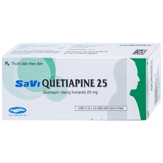 Thuốc Savi Quetiapine 25 điều trị tâm thần phân liệt (3 vỉ x 10 viên)