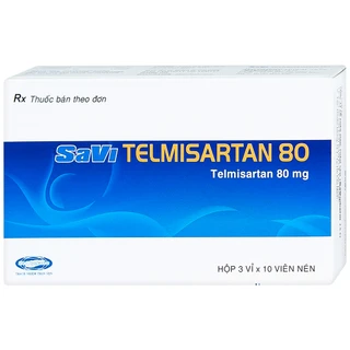 Thuốc Savi Telmisartan 80 điều trị tăng huyết áp (3 vỉ x 10 viên) 