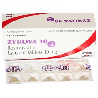Thuốc Zyrova 10 Zydus Cadila điều trị Cholesterol cao trong máu (10 vỉ x 10 viên)