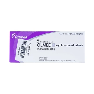 Viên nén Olmed 5mg Actavis điều trị bệnh tâm thần phân liệt (4 vỉ x 7 viên)