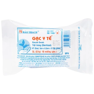 Gạc tiệt trùng Bảo Thạch nhỏ 5x6.5cm x 12 lớp (10 miếng) sơ cứu vết thương, thấm máu và dịch tiết