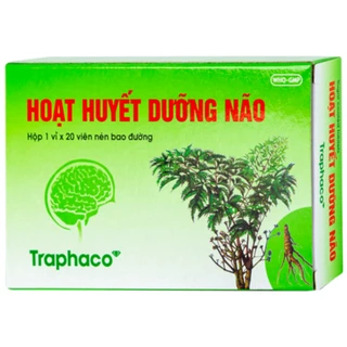 Thuốc Hoạt Huyết Dưỡng Não bao đường Traphaco điều trị suy giảm trí nhớ, căng thẳng thần kinh (1 vỉ x 20 viên)
