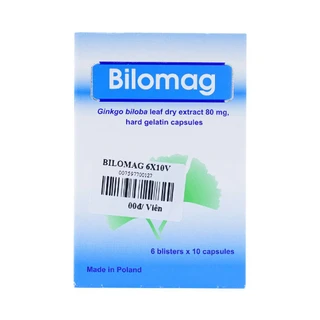 Thuốc Bilomag 80mg Natur Produkt Pharma điều trị suy tuần hoàn não, giảm chú ý tập trung (6 vỉ x 10 viên)