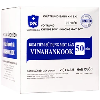 Bơm tiêm cho ăn 50ml/cc Vinahankook dùng một lần (25 cái)
