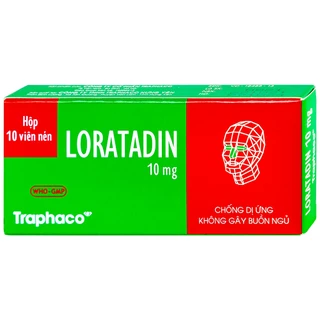 Viên nén Loratadin 10mg Traphaco giảm viêm mũi dị ứng, viêm kết mạc, ngứa và mày đay (1 vỉ x 10 viên)