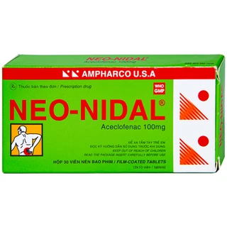 Viên nén Neo-Nidal 100mg Ampharco điều trị đau sau chấn thương, phẫu thuật (3 vỉ x 10 viên) 