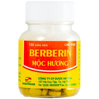 Thuốc Berberin Mộc Hương Hadiphar điều trị lỵ trực khuẩn, hội chứng lỵ (100 viên)