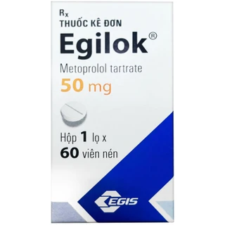 Thuốc Egilok 50mg Egis Pharma điều trị tăng huyết áp, đau thắt ngực (60 viên)
