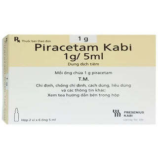 Thuốc Piracetam Kabi 1g/5ml Bidiphar điều trị suy giảm trí nhớ (2 vỉ x 6 ống x 5ml)