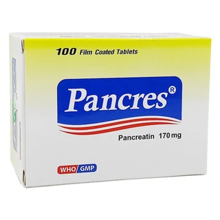 Viên nén Pancres 170mg điều trị rối loạn tiêu hóa, đầy hơi, chán ăn (10 vỉ x 10 viên)