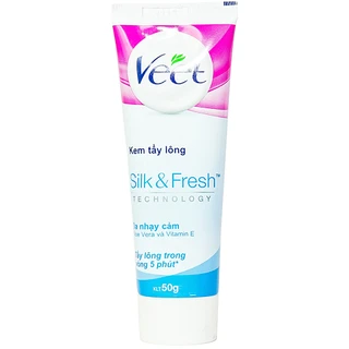 Kem tẩy lông Veet Silk & Fresh Aloe Vera & Vitamin E cho da nhạy cảm (50g)