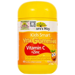 Viên nhai hỗ trợ sức đề kháng Kids Smart Vita Gummies Vitamin C + Zinc Nature's Way (60 viên)