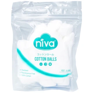 Bông viên Niva Cotton Balls YB1 (50 viên) làm sạch vết thương, thấm máu và dịch tiết