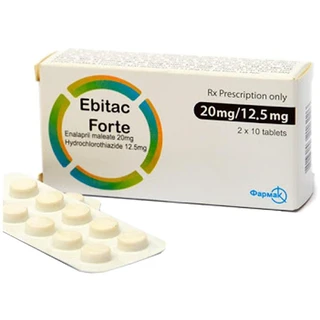 Thuốc Ebitac Forte 20mg/12.5mg Farmak điều trị tăng huyết áp (2 vỉ x 10 viên)
