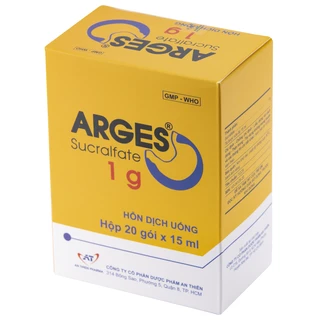 Thuốc Arges Sucralfate 1g An Thiên điều trị loét dạ dày - tá tràng, viêm dạ dày cấp tính (20 gói)