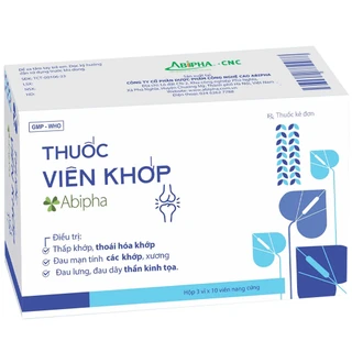 Viên khớp Abipha điều trị thấp khớp, viêm khớp, thoái hóa khớp, đau mạn tính các khớp (3 vỉ x 10 viên)