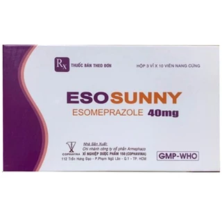 Thuốc Esosunny 40mg Armephaco điều trị trào ngược dạ dày thực quản, viêm thực quản (3 vỉ x 10 viên)