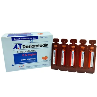Dung dịch uống A.T Desloratadin 2.5mg An Thiên giảm viêm mũi dị ứng, nổi mày đay mạn tính (30 ống x 5ml)