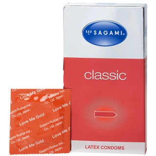 Bao cao su Sagami Classic siêu mỏng, nhiều chất bôi trơn, không mùi (12 cái)