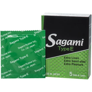 Bao cao su Sagami Type E màu xanh có gân gai phòng tránh thai và bệnh lây qua đường tình dục (5 cái)