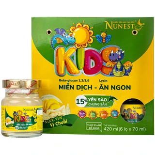 Nước Yến Sào Cao Cấp Cho Trẻ Em Nunest Kid Vị Chuối (6 hũ x 70ml)